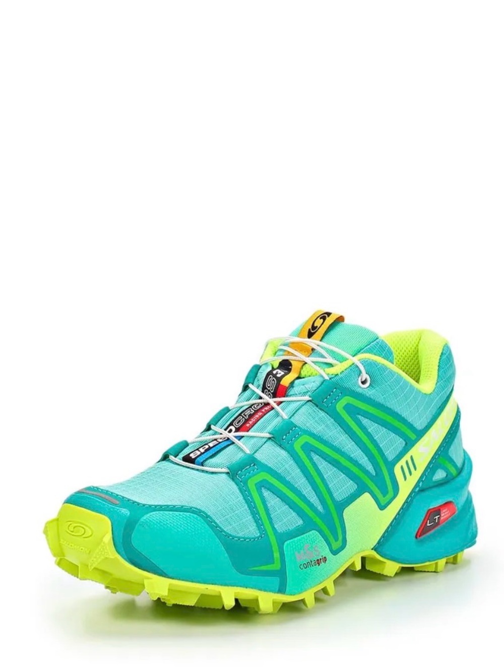 SALOMON Speedcross 3 Trail Running Shoes SoftyBlue/MooreaBlue/FluoYellow Sz 6.5